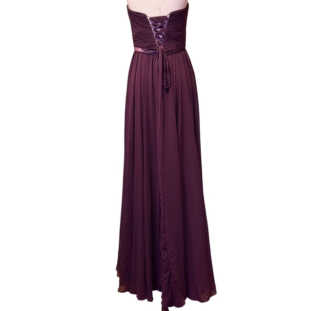 Size 6 Cinderella Divine Strapless Empire Waist Plum Lace Up Back Floor Length‎ - Picture 3 of 6